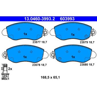 Jeu de 4 plaquettes de frein avant ATE OEM 1135167 Jeu de 4 plaquettes de frein avant ATE OEM 1135167