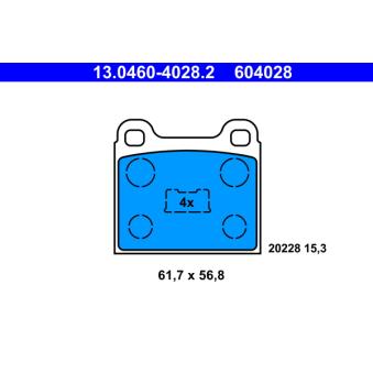 Jeu de 4 plaquettes de frein avant ATE 13.0460-4028.2