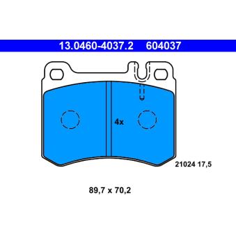 Jeu de 4 plaquettes de frein avant ATE OEM A0014200320 Jeu de 4 plaquettes de frein avant ATE OEM A0014200320