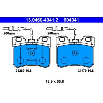 Jeu de 4 plaquettes de frein avant ATE OEM 95647611
