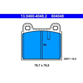 Jeu de 4 plaquettes de frein avant ATE 13.0460-4048.2