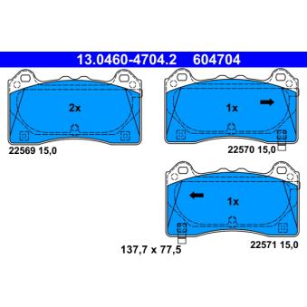 Jeu de 4 plaquettes de frein avant ATE OEM 2003984