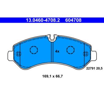 Jeu de 4 plaquettes de frein arrière ATE OEM 9074208700
