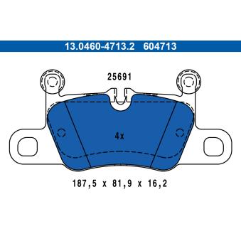 Jeu de 4 plaquettes de frein arrière ATE OEM 99135294902
