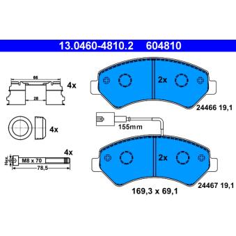 Jeu de 4 plaquettes de frein avant ATE OEM 1623842580