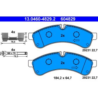 Jeu de 4 plaquettes de frein arrière ATE OEM 500055652