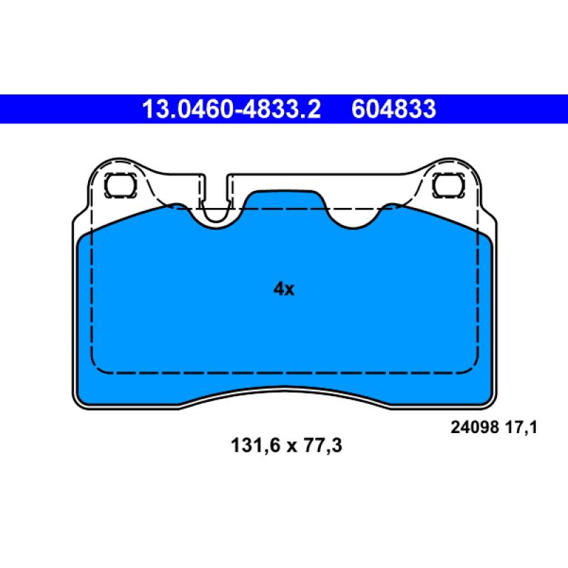 Jeu de 4 plaquettes de frein avant ATE 13.0460-4833.2 - Visuel 1