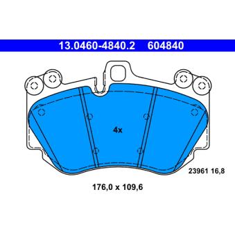 Jeu de 4 plaquettes de frein avant ATE OEM 95535193950