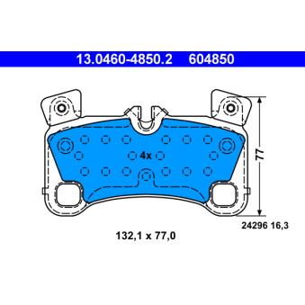 Jeu de 4 plaquettes de frein arrière ATE OEM 7L0698451F