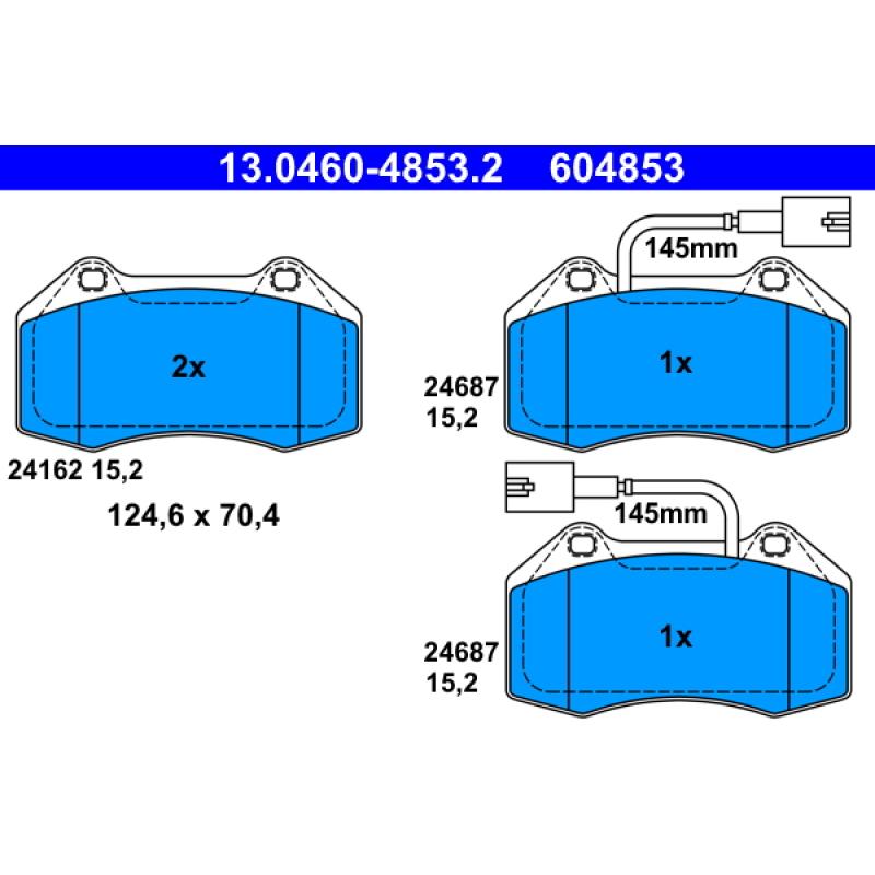 Jeu de 4 plaquettes de frein avant ATE 13.0460-4853.2 - Visuel 1