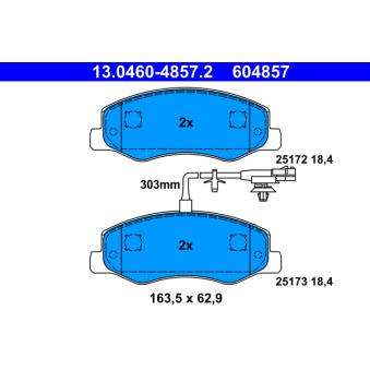 Jeu de 4 plaquettes de frein arrière ATE OEM 440600866R