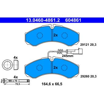 Jeu de 4 plaquettes de frein arrière ATE OEM D4060MB40A