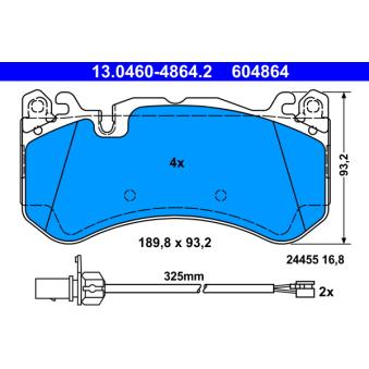 Jeu de 4 plaquettes de frein avant ATE OEM 4F0698151G