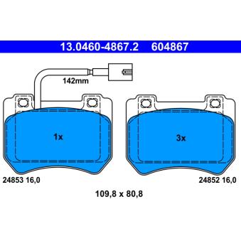 Jeu de 4 plaquettes de frein avant ATE OEM 77365202