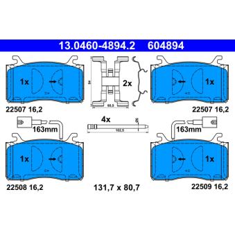 Jeu de 4 plaquettes de frein avant ATE OEM 77367677
