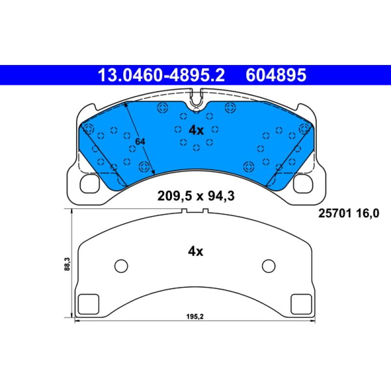 Jeu de 4 plaquettes de frein avant ATE 13.0460-4895.2 - Visuel 1
