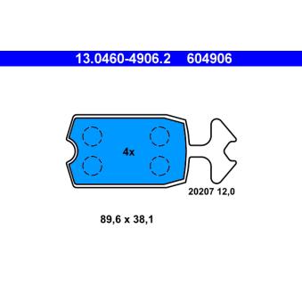 Jeu de 4 plaquettes de frein avant ATE OEM 95653061