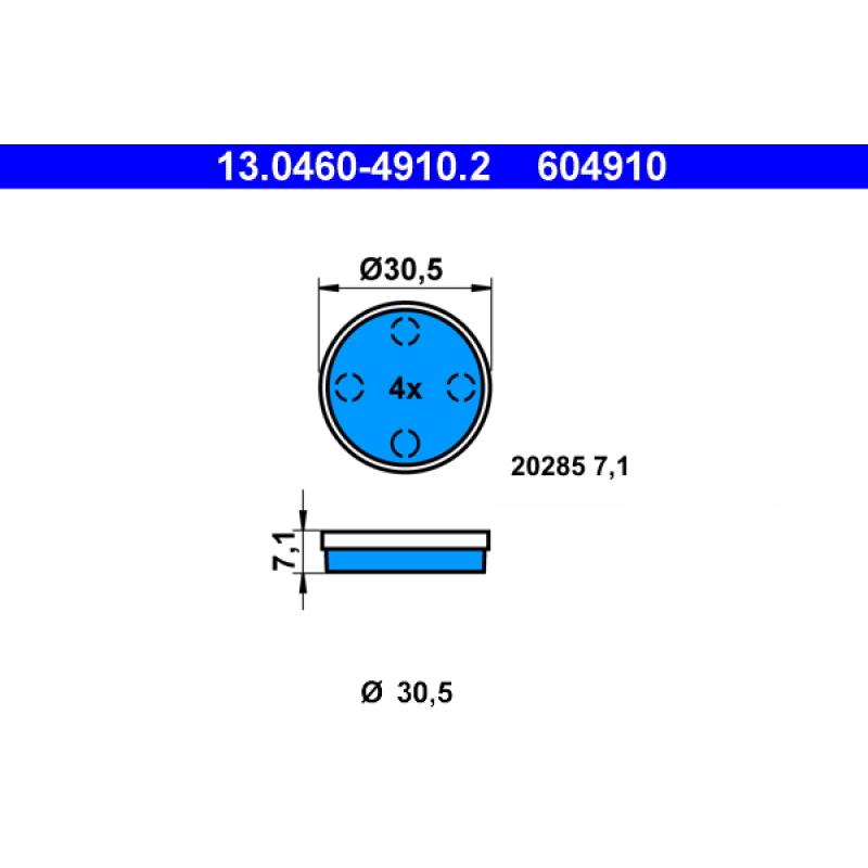Jeu de 4 plaquettes de frein avant ATE 13.0460-4910.2 - Visuel 1