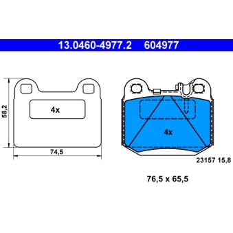 Jeu de 4 plaquettes de frein arrière ATE OEM 1634200720