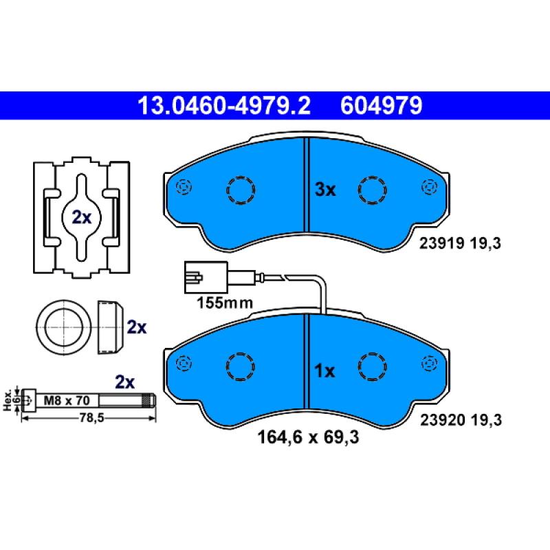 Jeu de 4 plaquettes de frein avant ATE 13.0460-4979.2 - Visuel 1