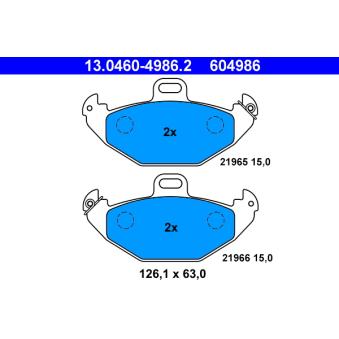 Jeu de 4 plaquettes de frein arrière ATE 13.0460-4986.2