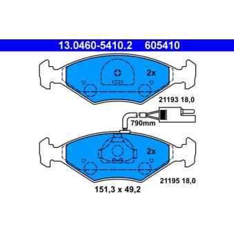 Jeu de 4 plaquettes de frein avant ATE OEM 5882985