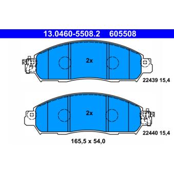 Jeu de 4 plaquettes de frein avant ATE OEM D10605TA0A