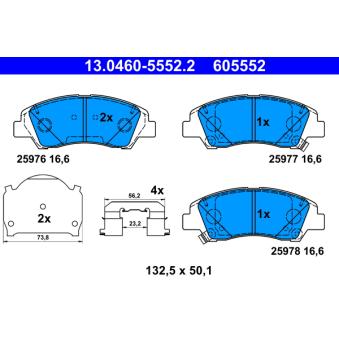 Jeu de 4 plaquettes de frein avant ATE OEM 58101K7A00
