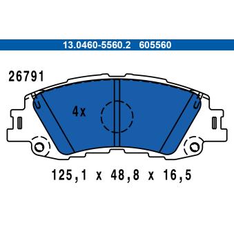 Jeu de 4 plaquettes de frein avant ATE OEM 04465K0020 Jeu de 4 plaquettes de frein avant ATE OEM 04465K0020