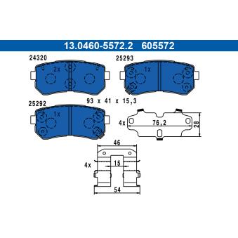 Jeu de 4 plaquettes de frein avant ATE OEM 583022sa70