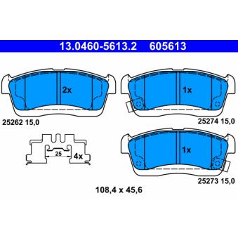 Jeu de 4 plaquettes de frein avant ATE OEM 04465B1110000 Jeu de 4 plaquettes de frein avant ATE OEM 04465B1110000