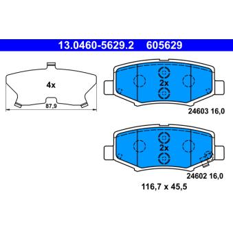 Jeu de 4 plaquettes de frein arrière ATE OEM 068003776AA
