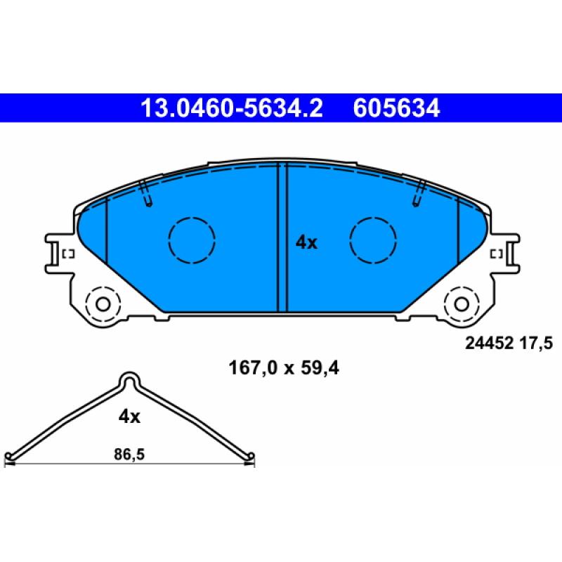 Jeu de 4 plaquettes de frein avant ATE 13.0460-5634.2 - Visuel 1