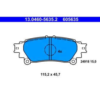 Jeu de 4 plaquettes de frein arrière ATE OEM 0446647070
