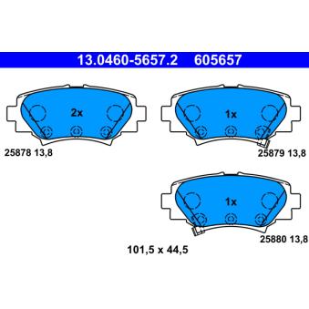 Jeu de 4 plaquettes de frein arrière ATE OEM B4Y02648ZA
