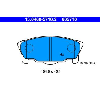 Jeu de 4 plaquettes de frein avant ATE OEM 0449187226000