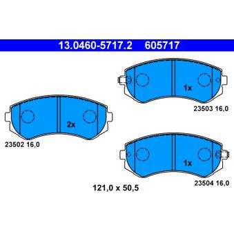 Jeu de 4 plaquettes de frein avant ATE OEM 410602N290