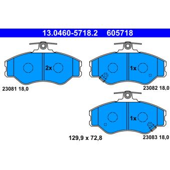 Jeu de 4 plaquettes de frein avant ATE 13.0460-5718.2