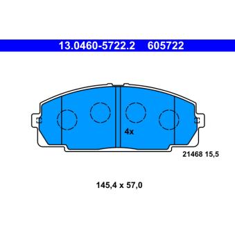 Jeu de 4 plaquettes de frein avant ATE 13.0460-5722.2