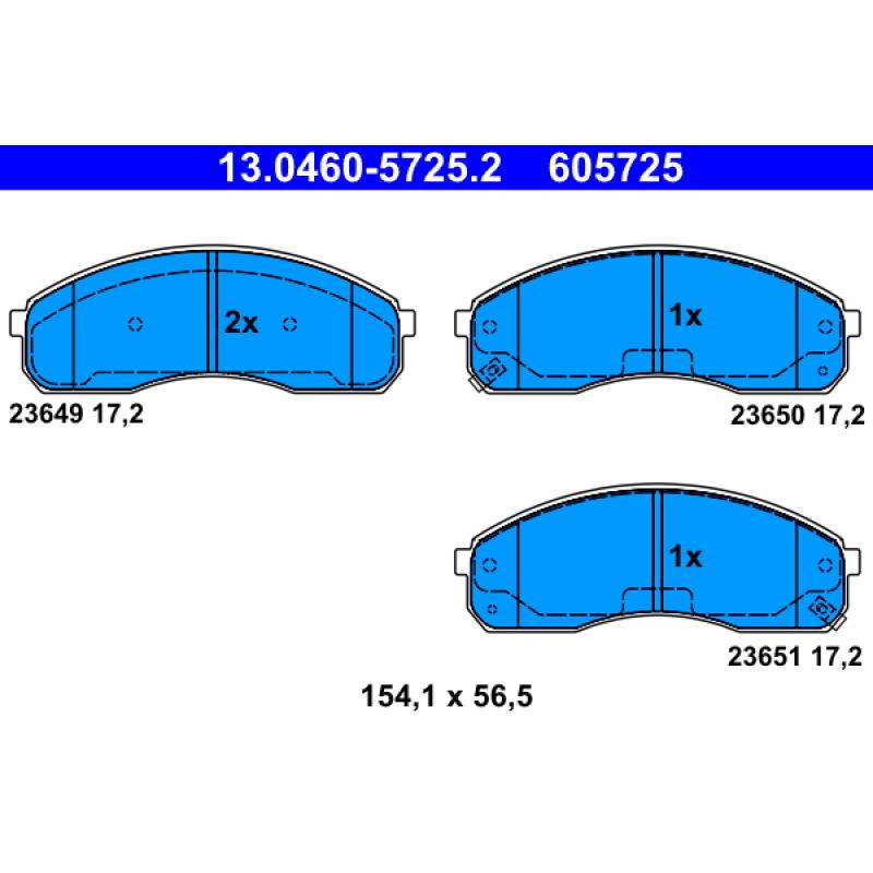 Jeu de 4 plaquettes de frein avant ATE 13.0460-5725.2 - Visuel 1
