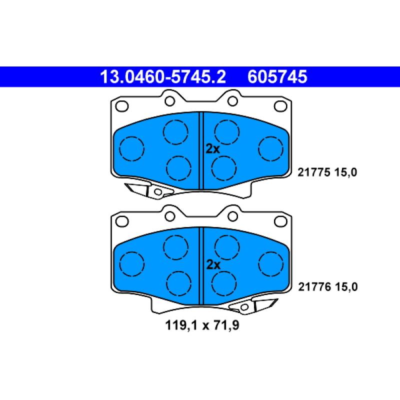 Jeu de 4 plaquettes de frein avant ATE 13.0460-5745.2 - Visuel 1