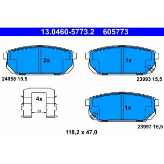 Jeu de 4 plaquettes de frein arrière ATE OEM 583023EE00