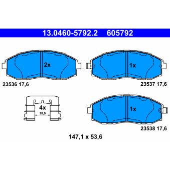 Jeu de 4 plaquettes de frein avant ATE OEM 581014AA30