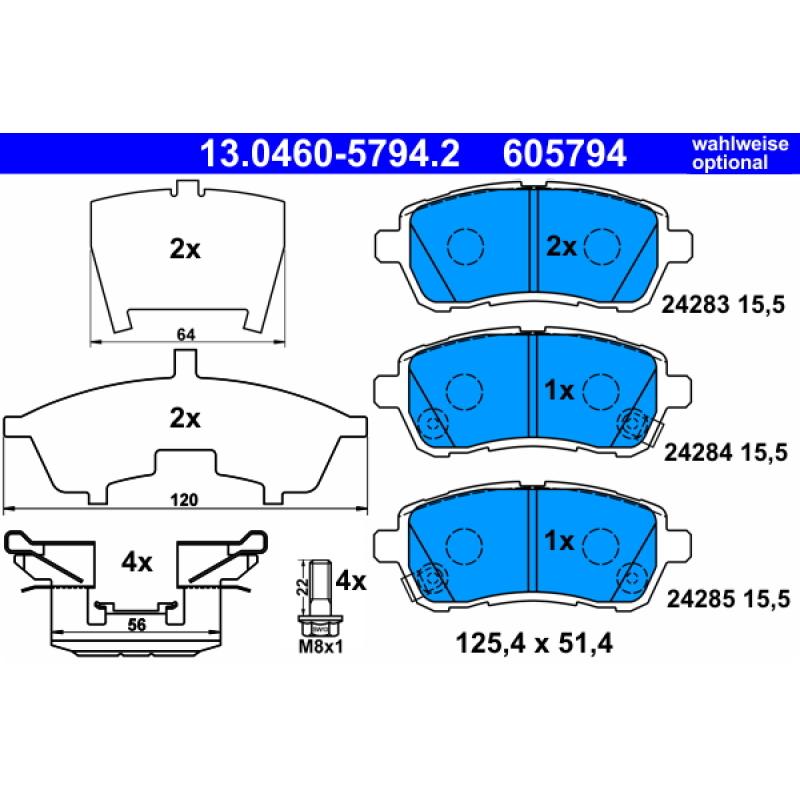 Jeu de 4 plaquettes de frein avant ATE 13.0460-5794.2 - Visuel 2