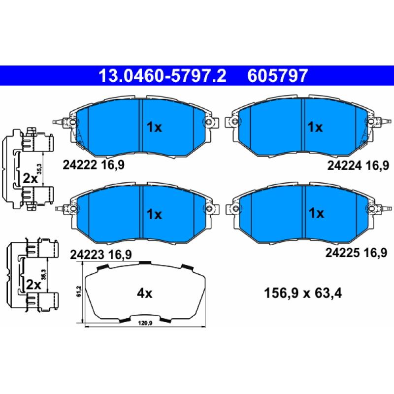 Jeu de 4 plaquettes de frein avant ATE 13.0460-5797.2 - Visuel 1