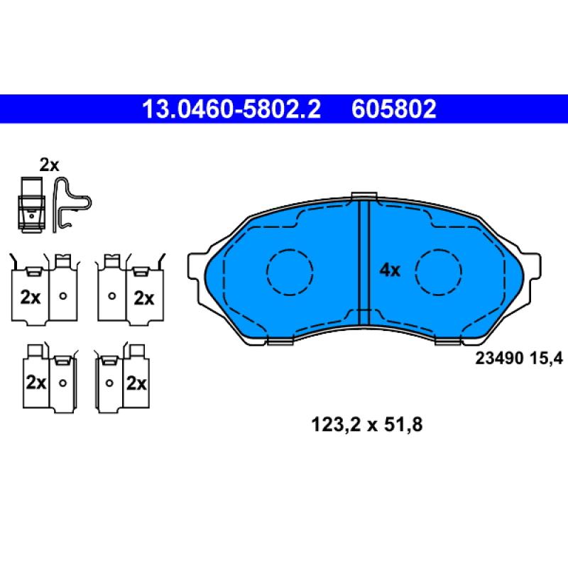 Jeu de 4 plaquettes de frein avant ATE 13.0460-5802.2 - Visuel 1
