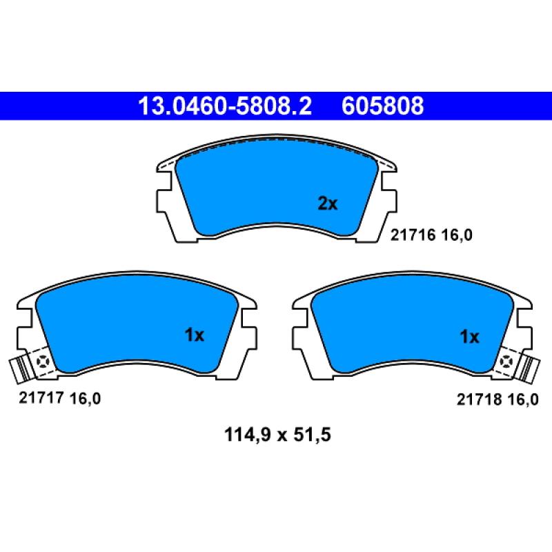 Jeu de 4 plaquettes de frein avant ATE 13.0460-5808.2 - Visuel 1