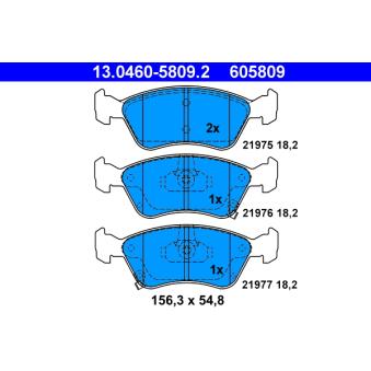 Jeu de 4 plaquettes de frein avant ATE OEM 0446505020