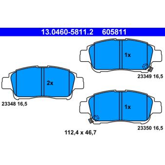 Jeu de 4 plaquettes de frein avant ATE OEM 0446552070