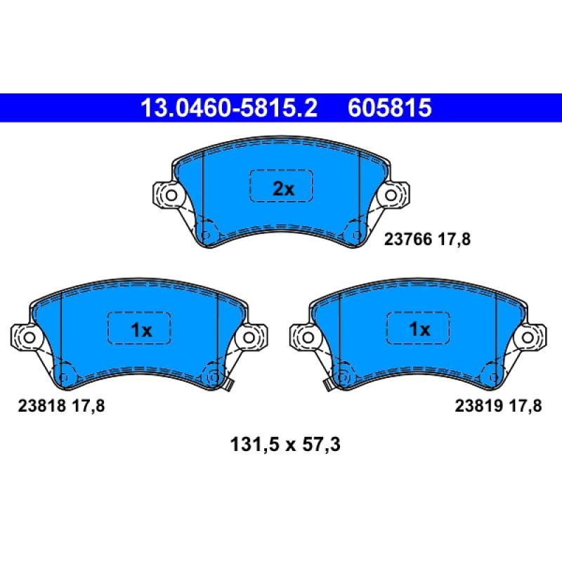 Jeu de 4 plaquettes de frein avant ATE 13.0460-5815.2 - Visuel 1